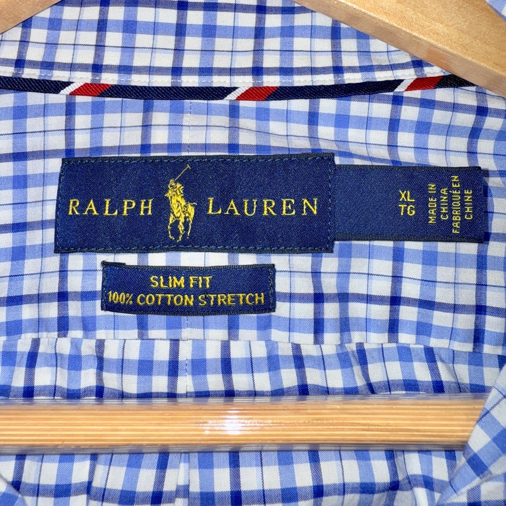 Ralph Lauren Men's White and Blue Plaid Shirt XL - Picture 3 of 4